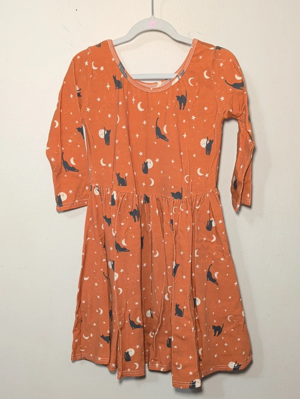 Vivie & Ash Black Cats in Moonlight Dress Orange Black Halloween Girls Size 8